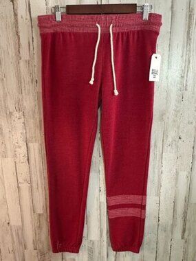 NWT Billabong Fleece Lined Jogger Pants Small Burgundy Drawstring Coastal Preppy